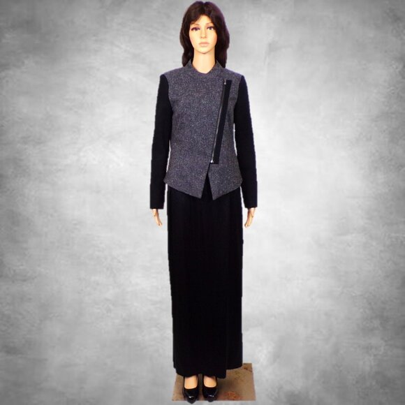 WORTHINGTON size S gray/black zip-front light jacket polyester/rayon/spandex - Picture 2 of 14